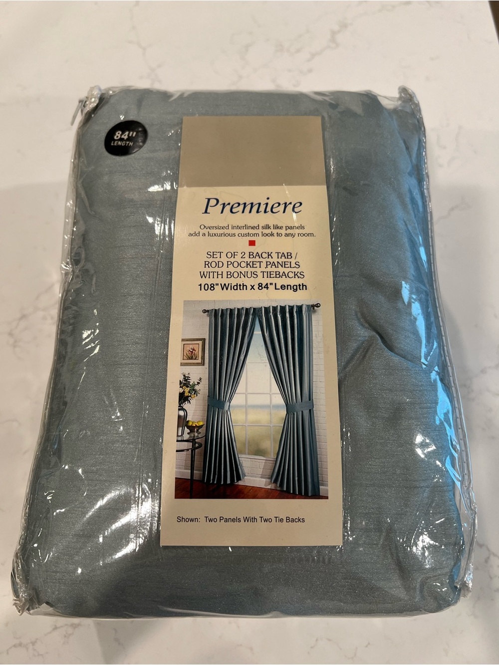 Premier Sage Green Curtain Panels with Tiebacks